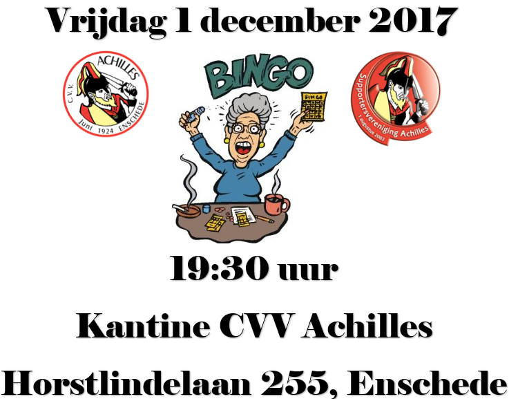 Kom vrijdag naar de SVA BINGO! cvv Achilles Enschede
