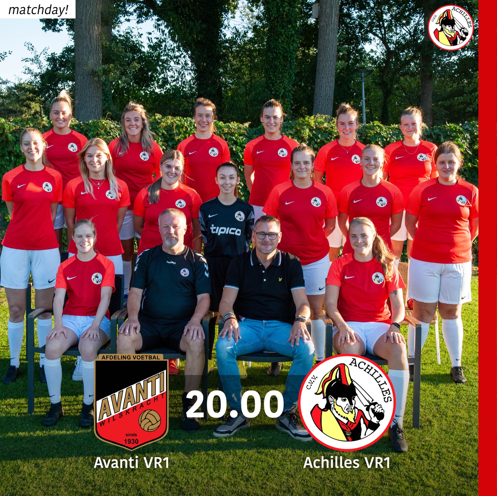 Achilles Vrouwen 1 vanavond in actie bij Avanti Wilskracht cvv